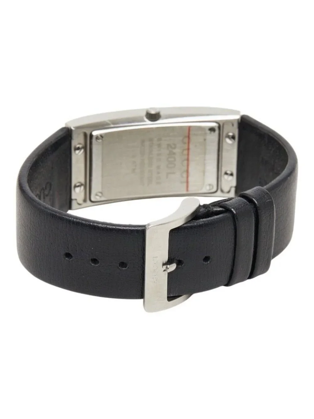 Gucci Watch Black Silver Stainless Steel Leather